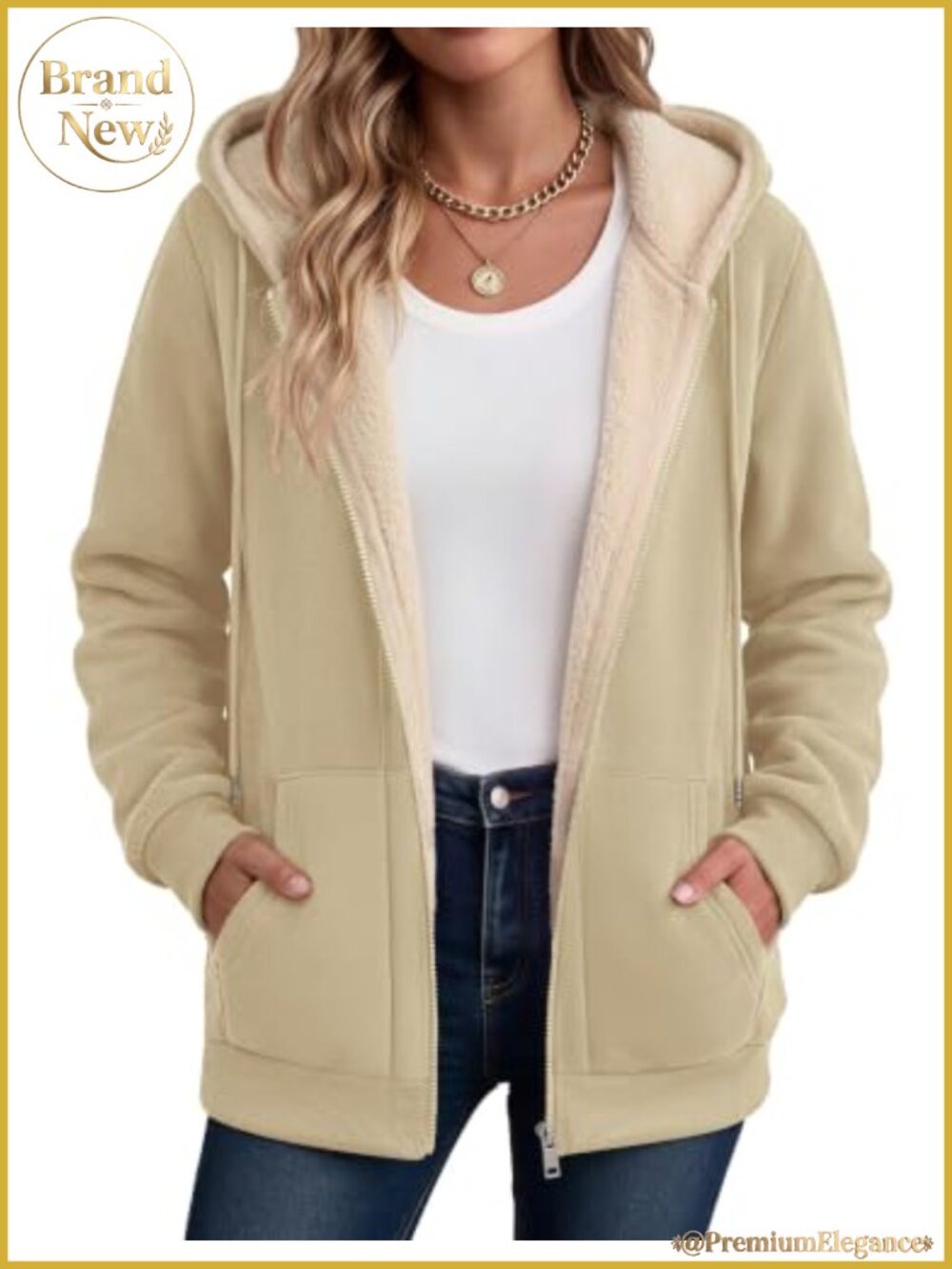 Sherpa Fleece Lined Zip Up Hoodie Thick Warm Winter Jacket